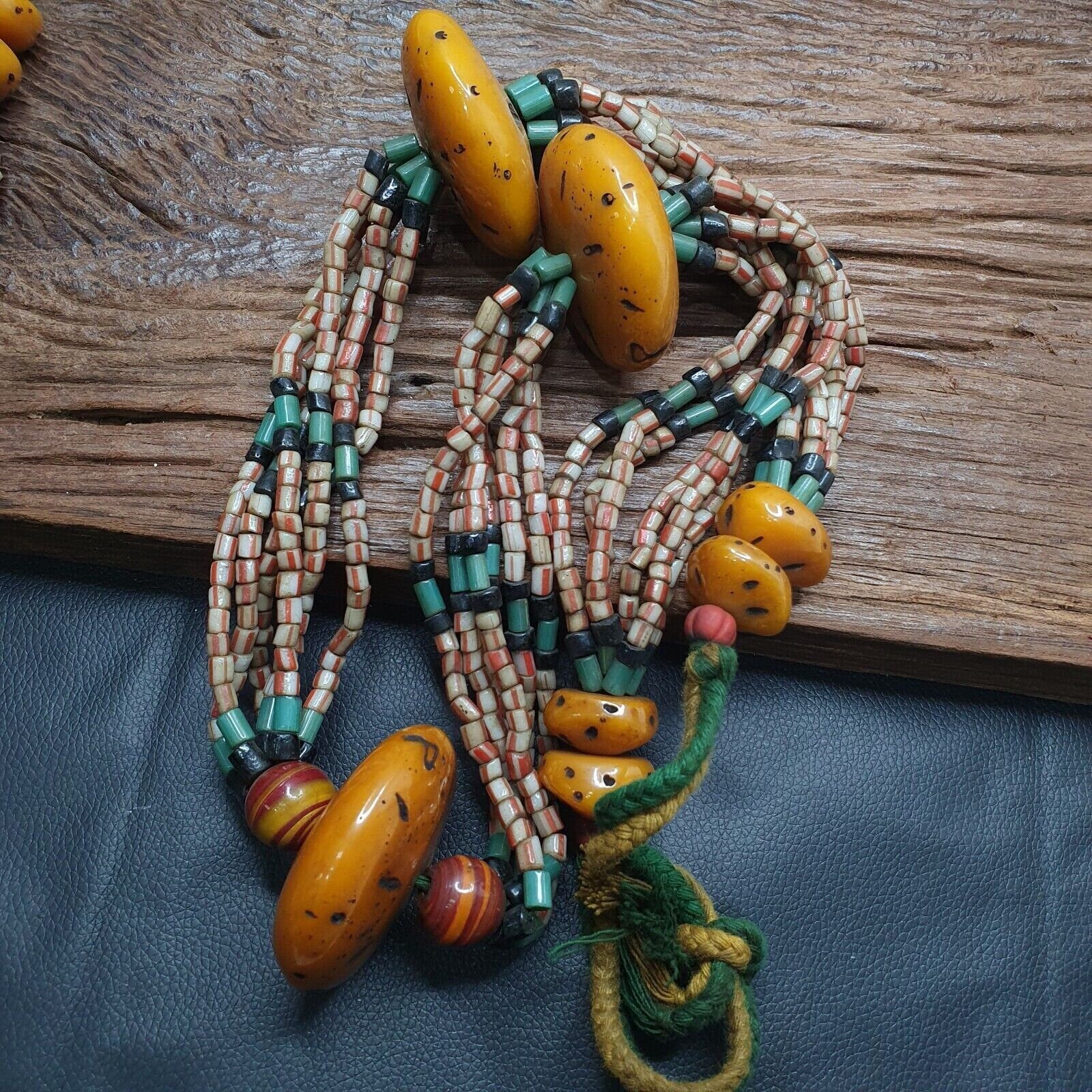 340grams handcrafted amber resin and glass beads vintage jewelry necklaceGift