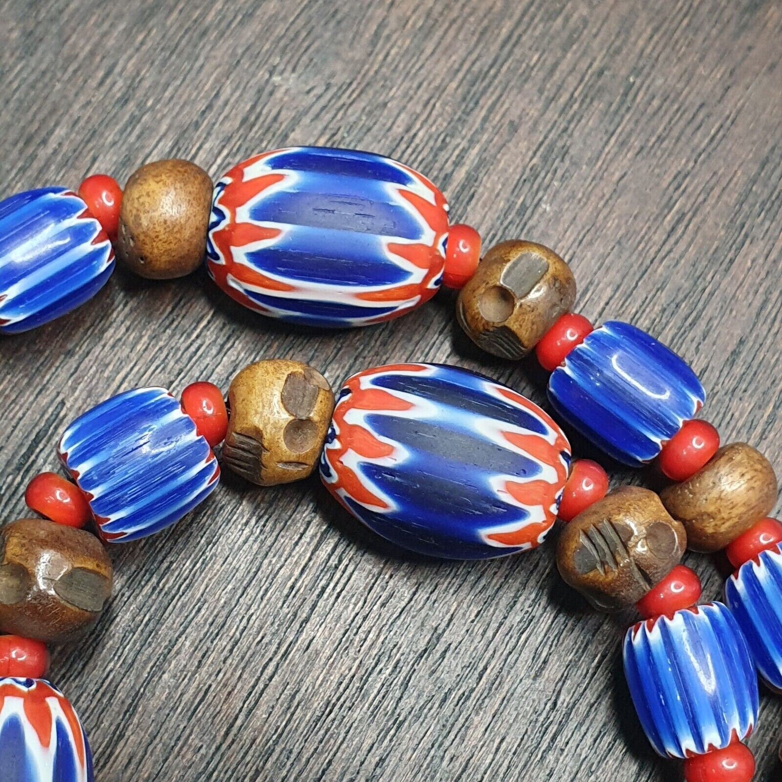 Vintage venetian style beads collection white heart chevron beads necklace b21