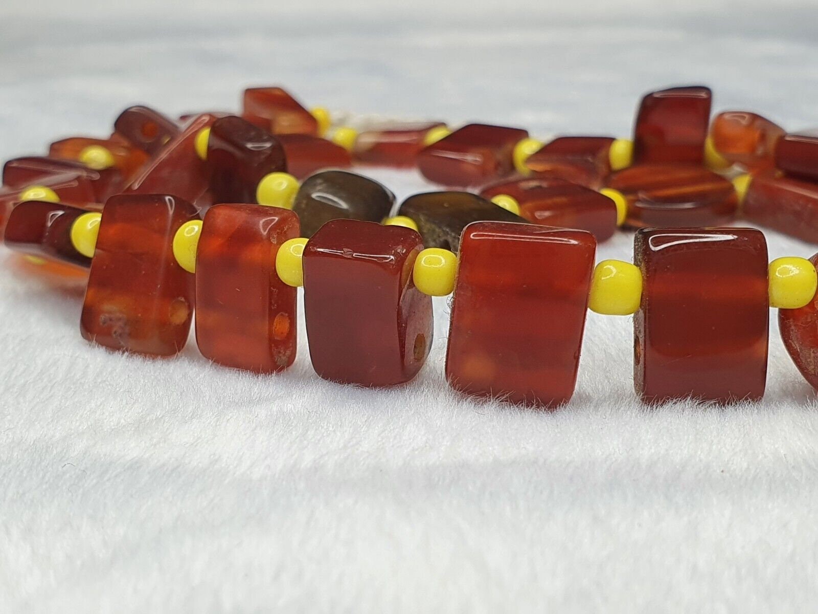 Old vintage  mix stones agate carnelian beads strand necklace