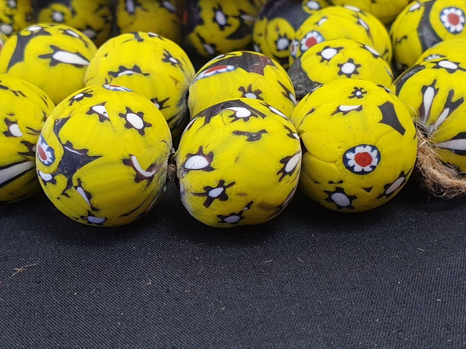 Art deco mosaic glass beads necklace strand 22mmGift