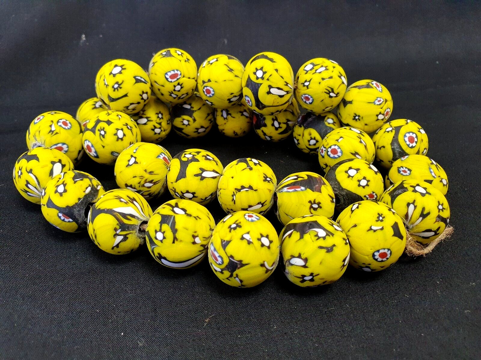 Art deco mosaic glass beads necklace strand 22mmGift