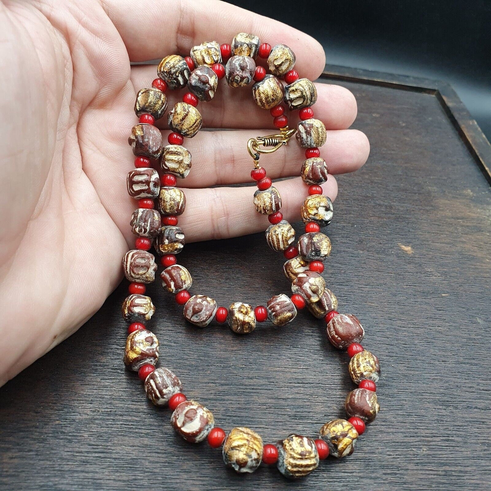 Antique vintage bodhi gold leafed beads tibetan burma buddhist power beads