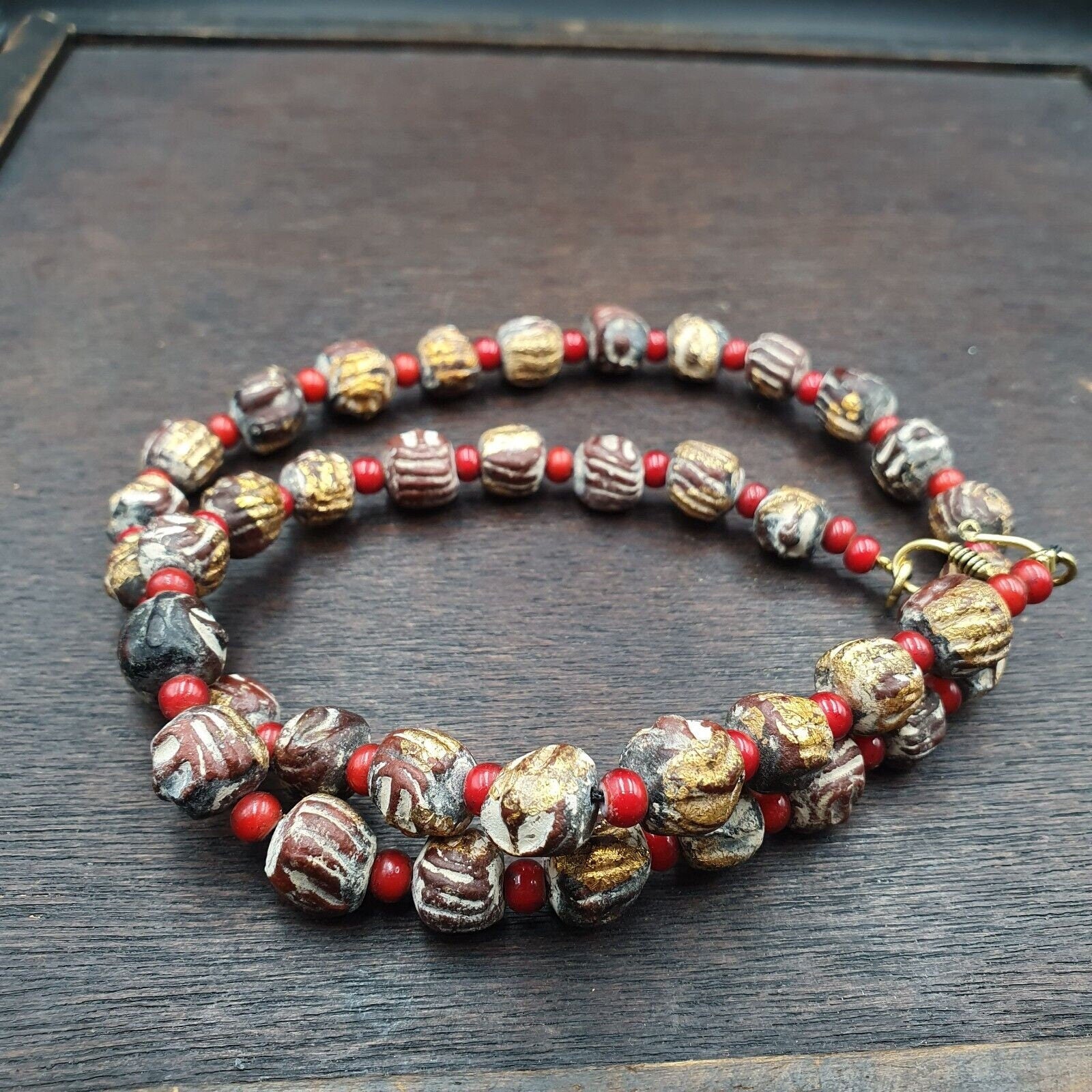 Antique vintage bodhi gold leafed beads tibetan burma buddhist power beads