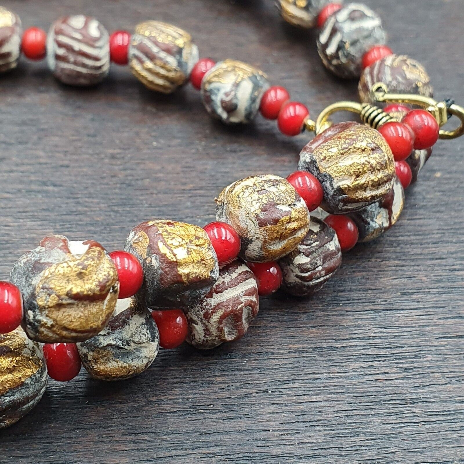 Antique vintage bodhi gold leafed beads tibetan burma buddhist power beads
