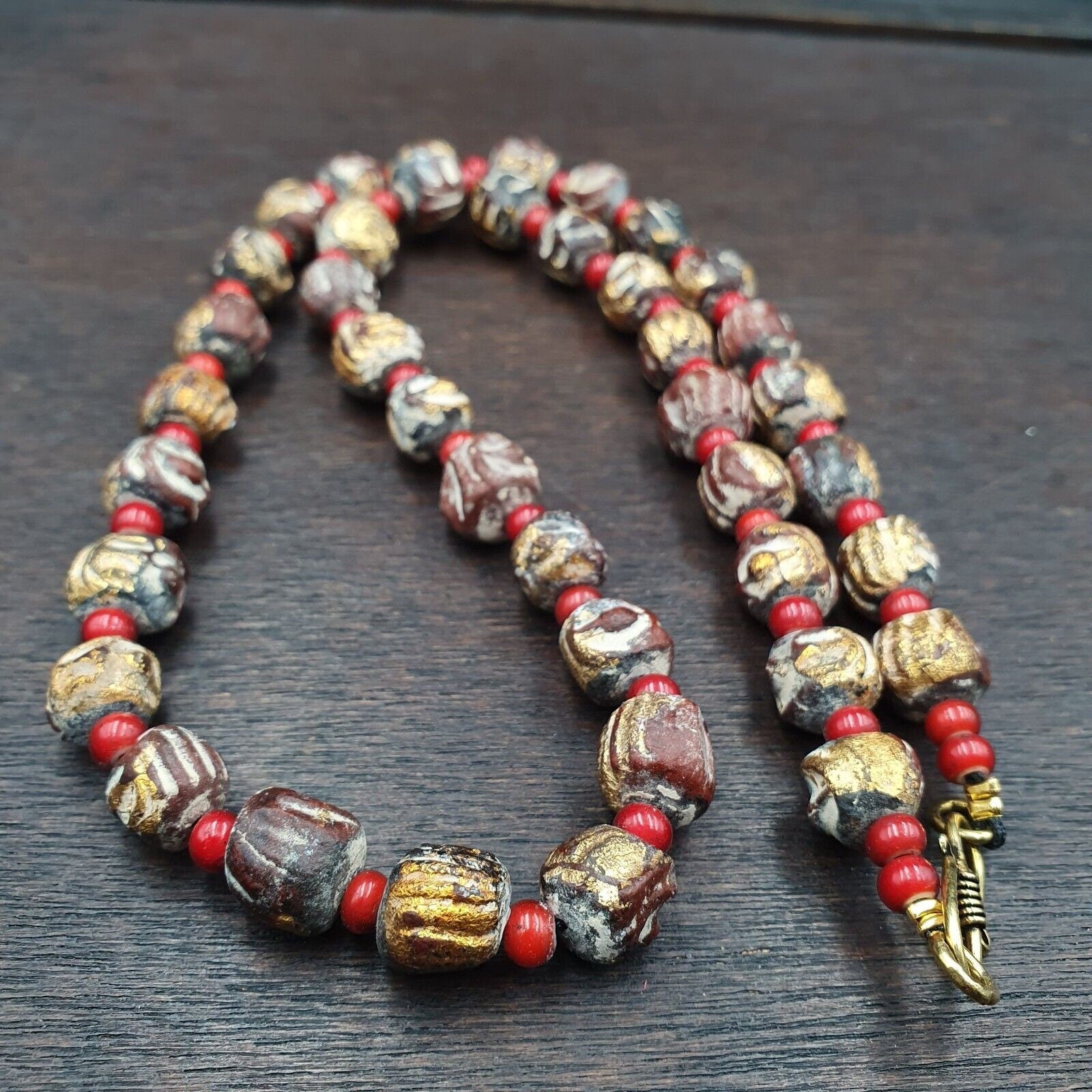 Antique vintage bodhi gold leafed beads tibetan burma buddhist power beads