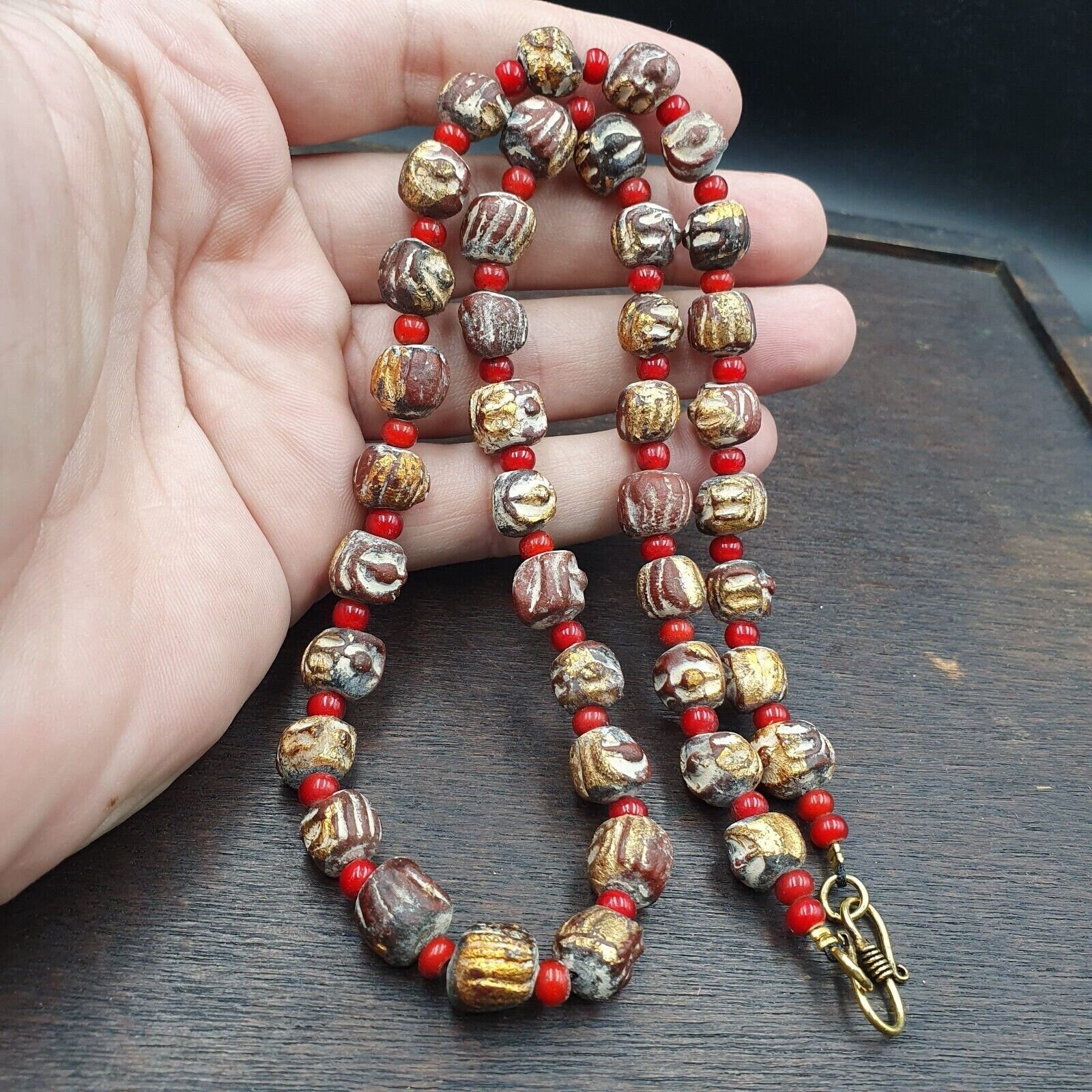 Antique vintage bodhi gold leafed beads tibetan burma buddhist power beads