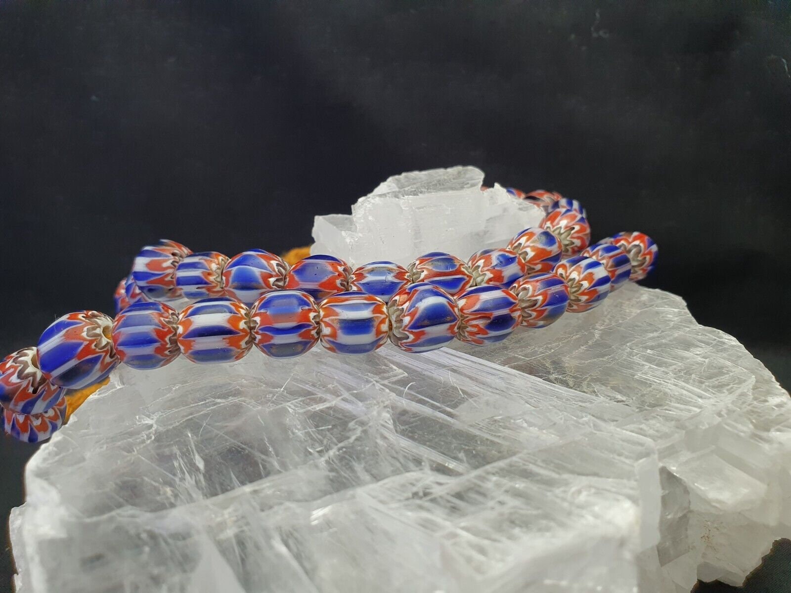Blue and red color  chevrons venetian beads african necklace 11-11.5mm