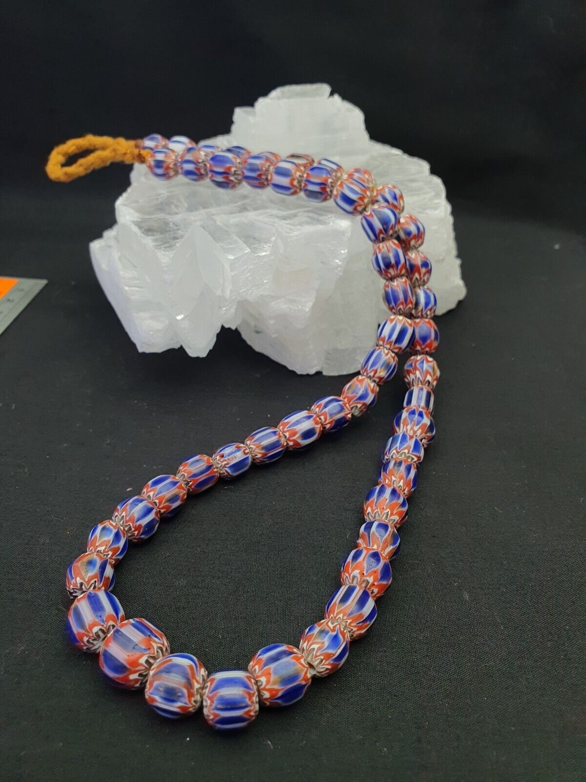 Blue and red color  chevrons venetian beads african necklace 11-11.5mm