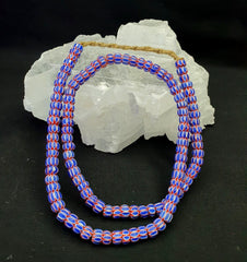 Tiny blue chevrons venetian beads african necklace 8mm