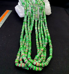 Tiny green red chevrons venetian beads african necklace 7mm