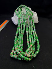 Tiny green red chevrons venetian beads african necklace 7mm