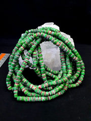 Tiny green red chevrons venetian beads african necklace 7mm