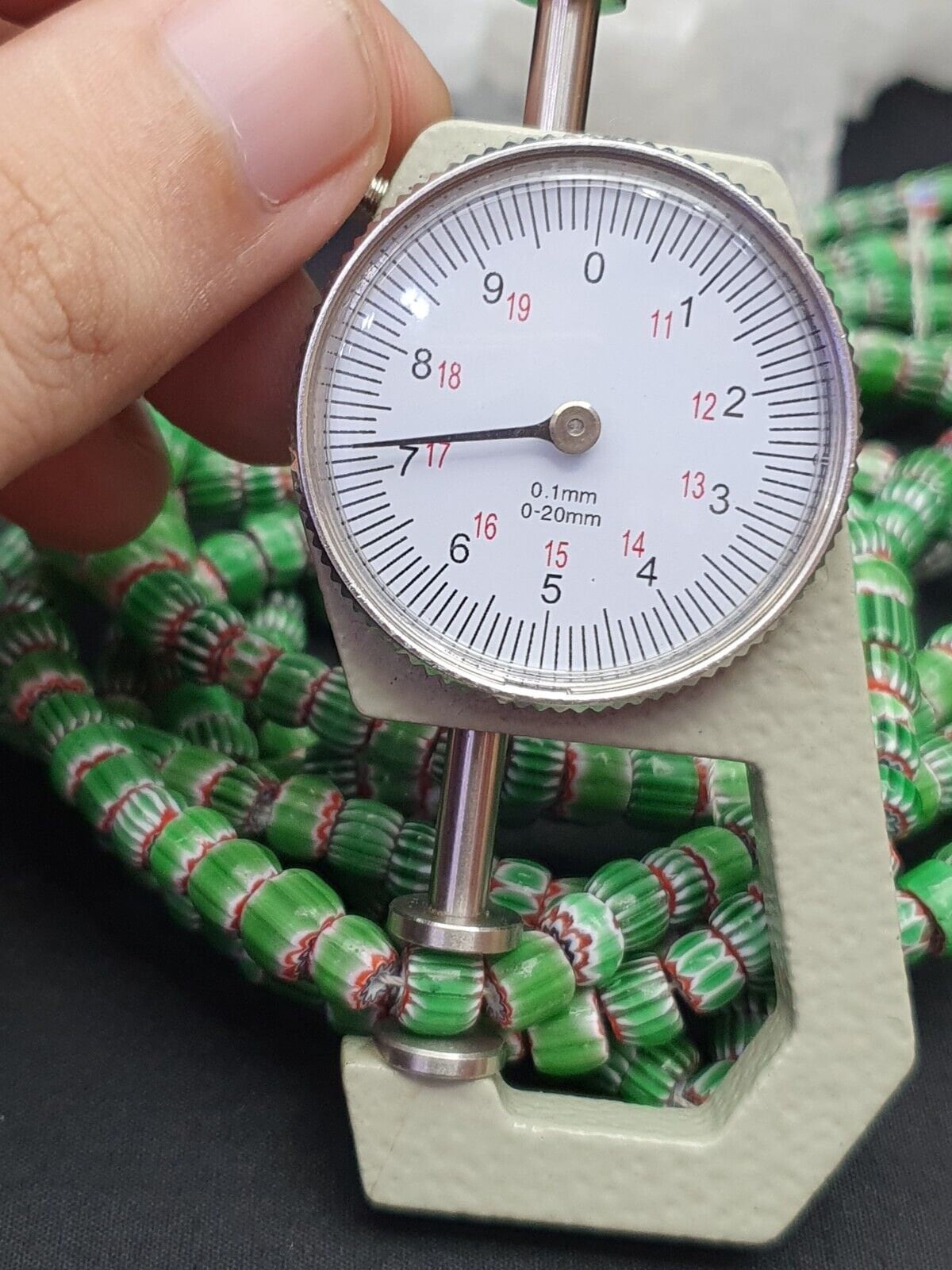 Tiny green red chevrons venetian beads african necklace 7mm