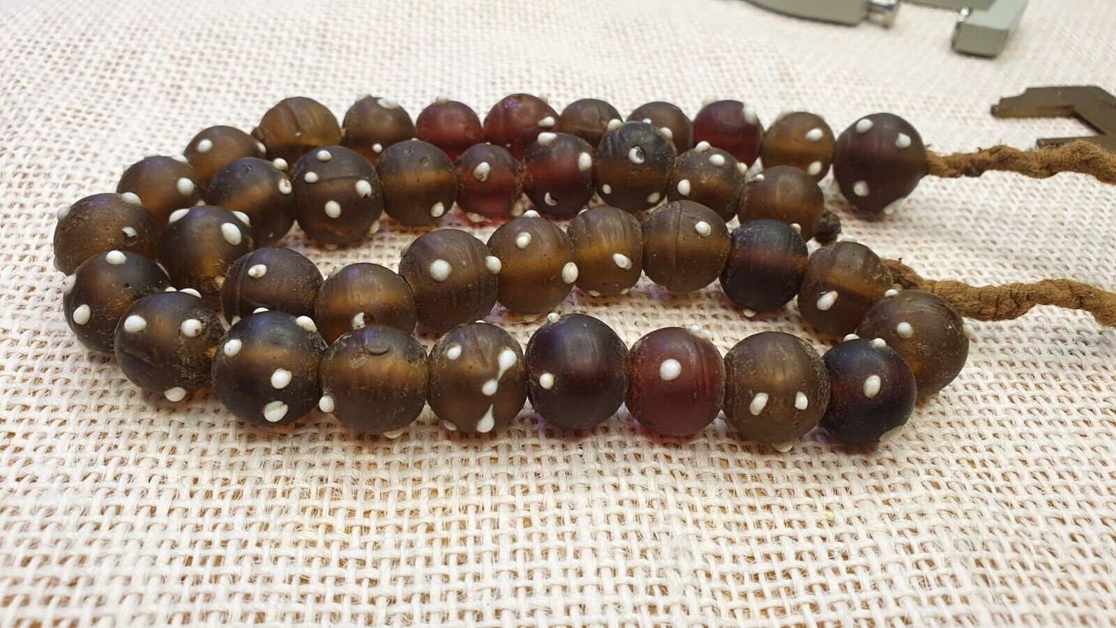 Vintage african trade beads skunk, venetian glass  beads necklace strandGift