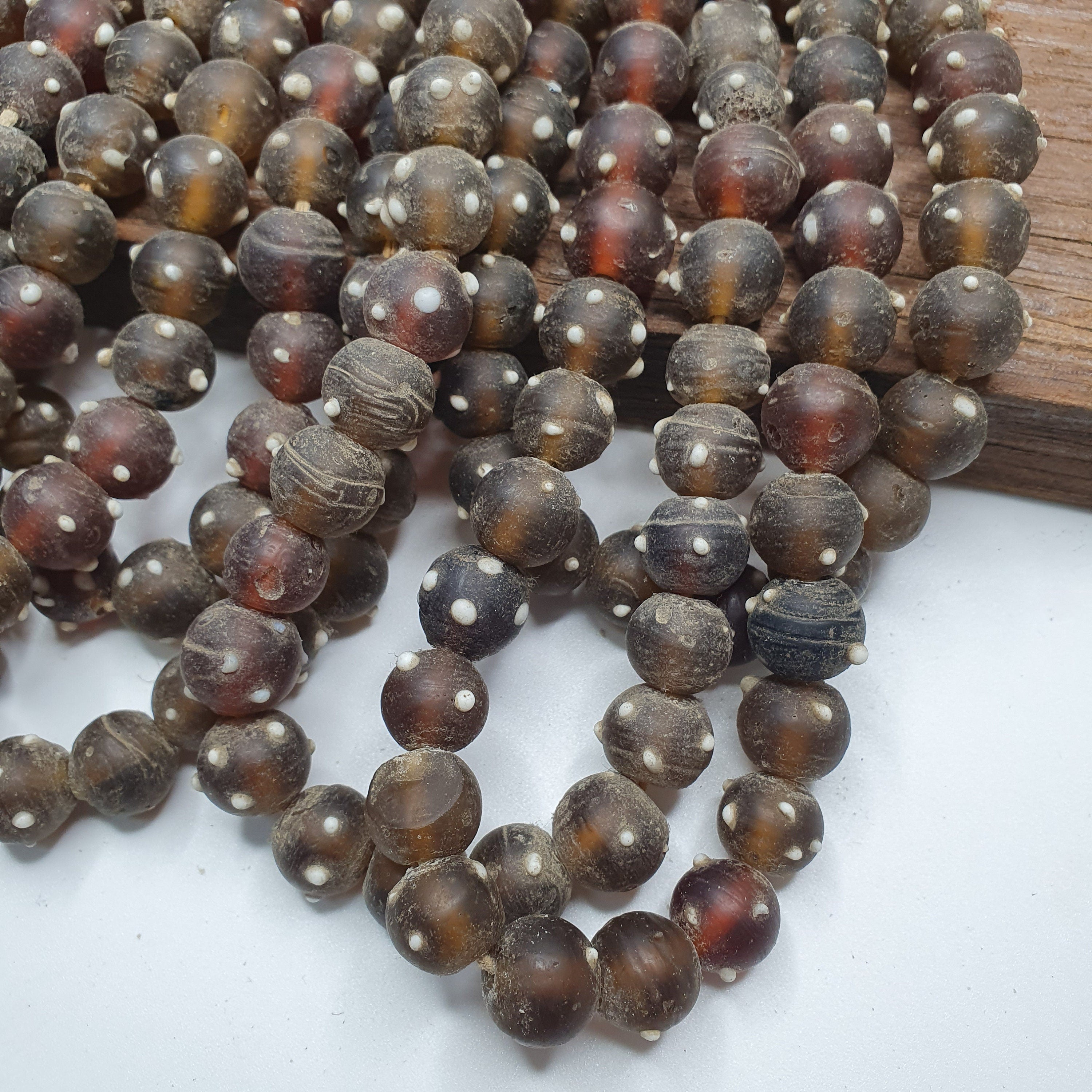 Vintage african trade beads skunk, venetian glass  beads necklace strandGift