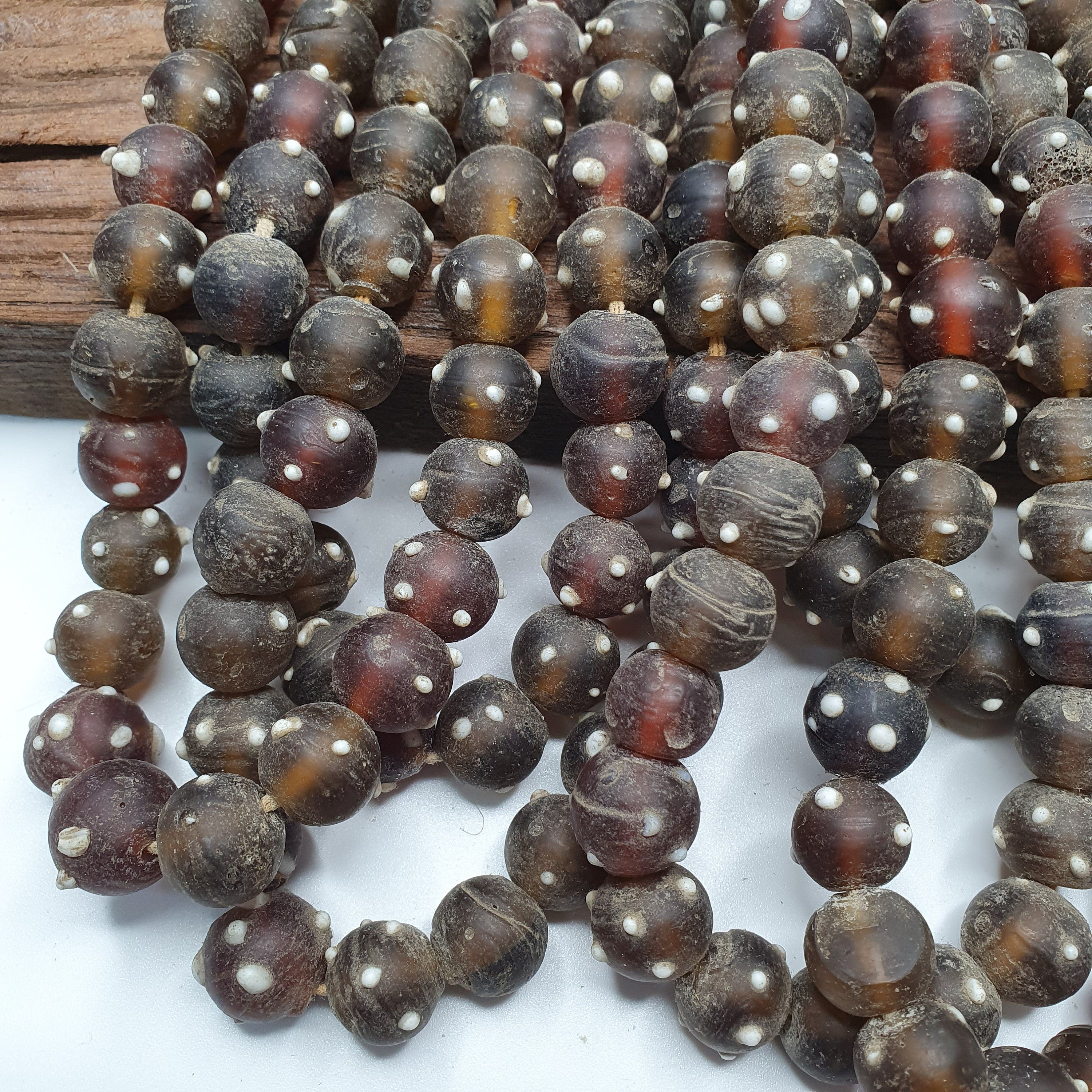 Vintage african trade beads skunk, venetian glass  beads necklace strandGift