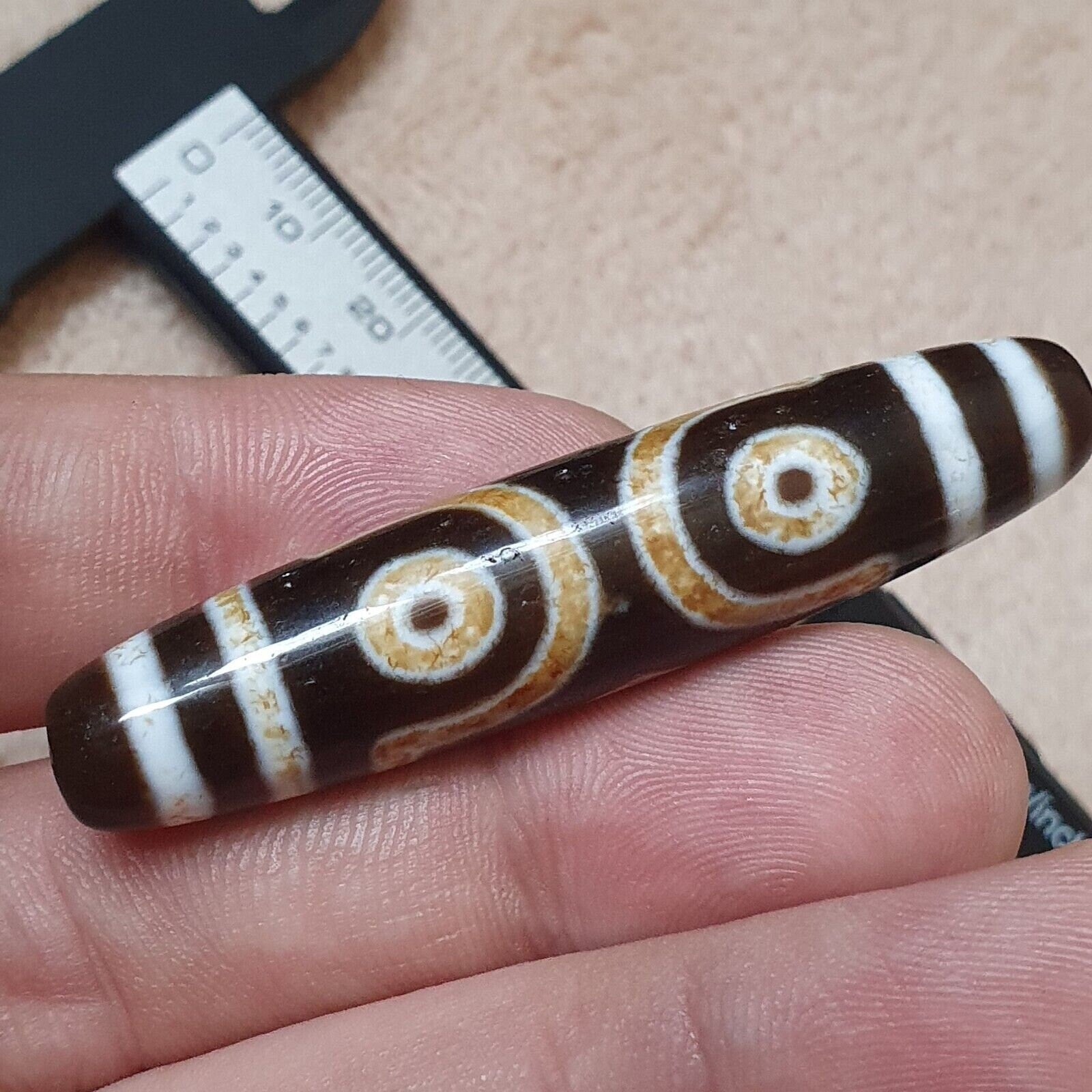 3 eyes bead tibetan dzi bead old amulet agate stone