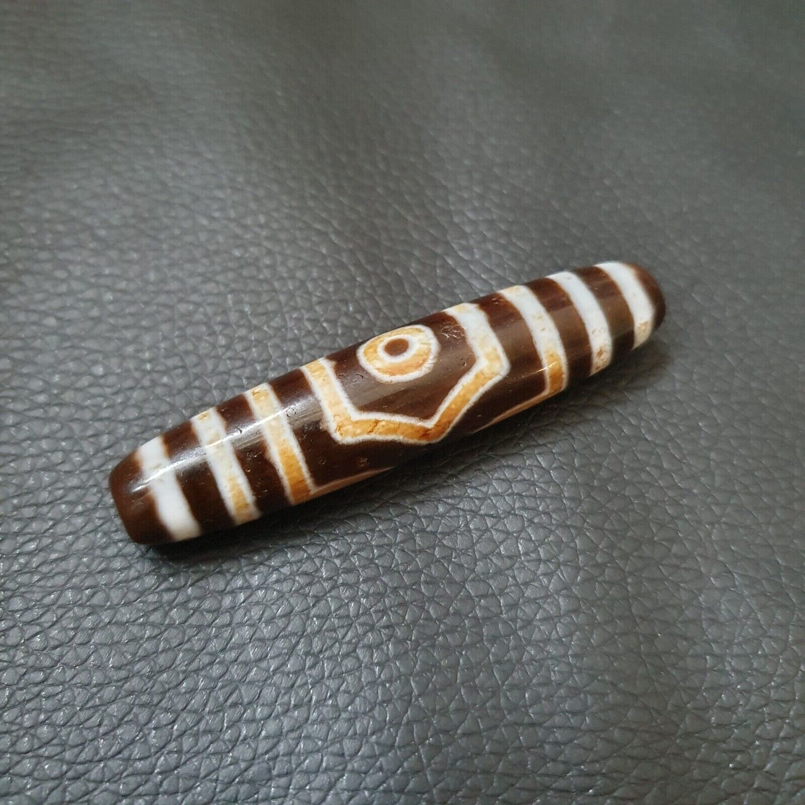 3 eyes bead tibetan dzi bead old amulet agate stone