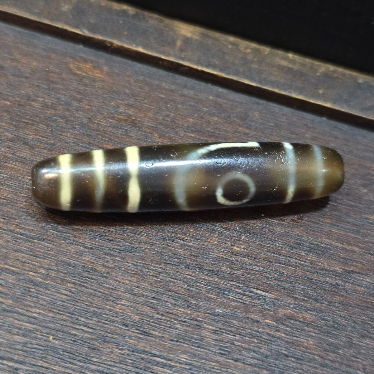 Vintage old himalayan indo tibetan rare 2 eyes patterns eye dzi amulet beads