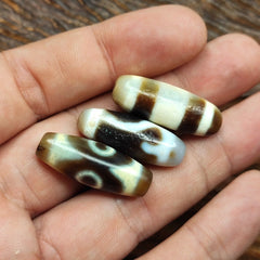 Lot 3 powerful unique patterns antique tibetan agate dzi bead amulet 126