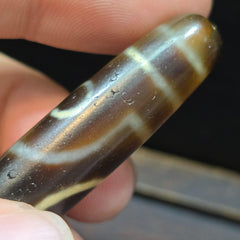 Vintage old himalayan indo tibetan rare 2 eyes patterns eye dzi amulet beads