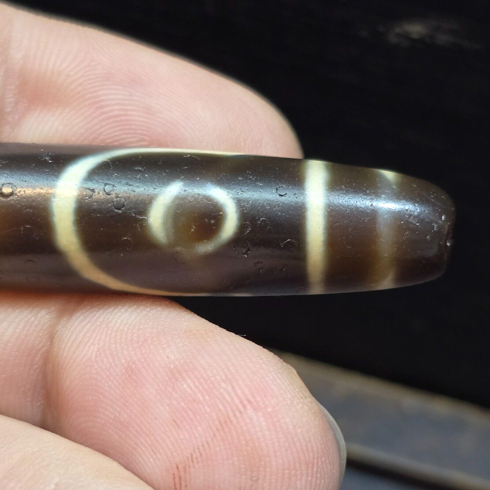 Vintage old himalayan indo tibetan rare 2 eyes patterns eye dzi amulet beads