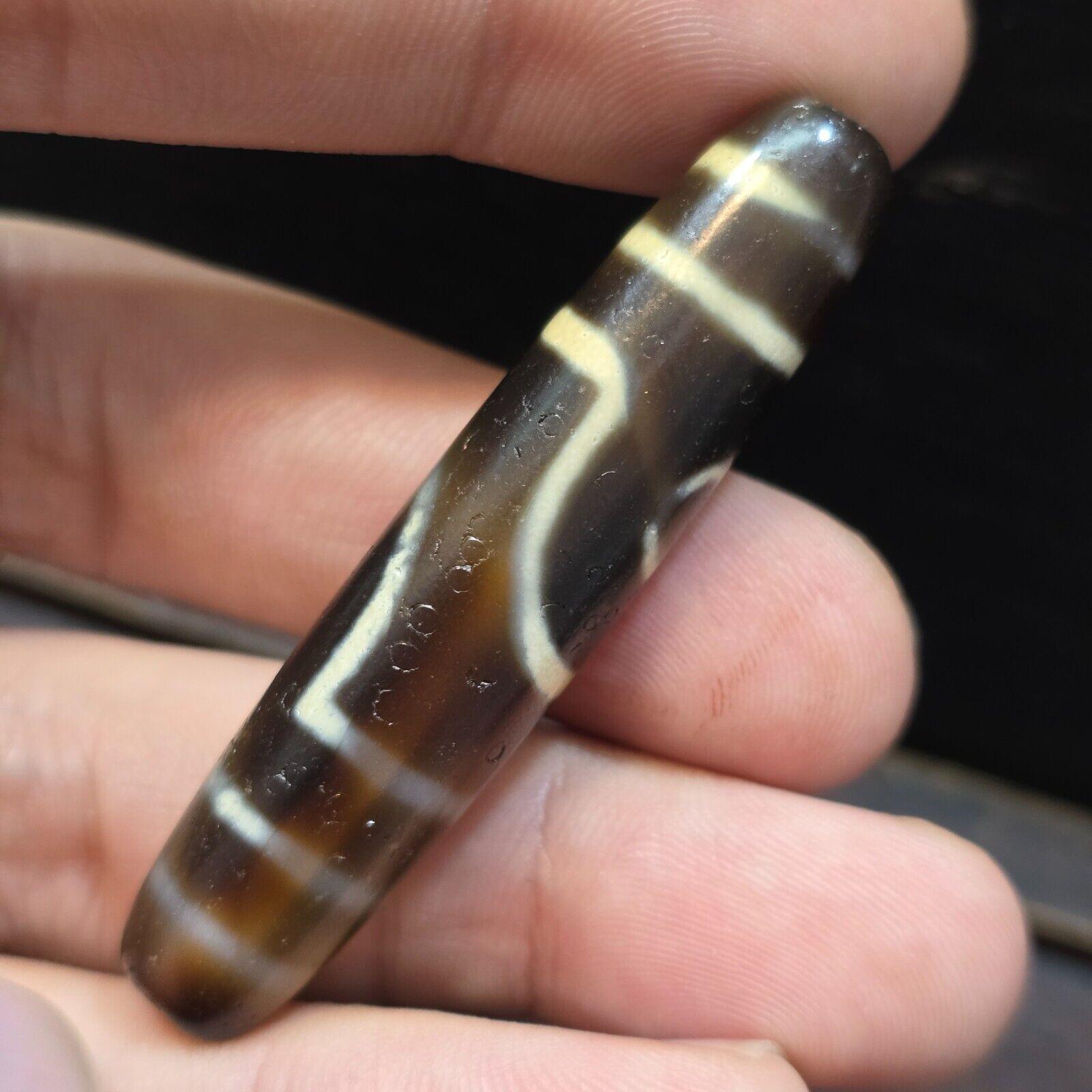 Vintage old himalayan indo tibetan rare 2 eyes patterns eye dzi amulet beads