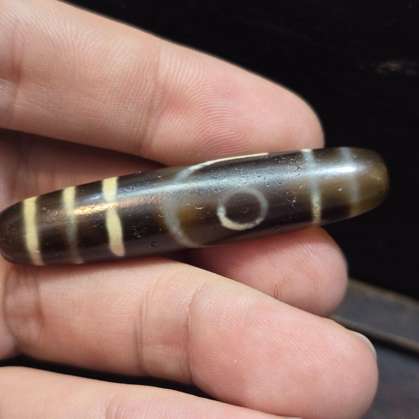 Vintage old himalayan indo tibetan rare 2 eyes patterns eye dzi amulet beads