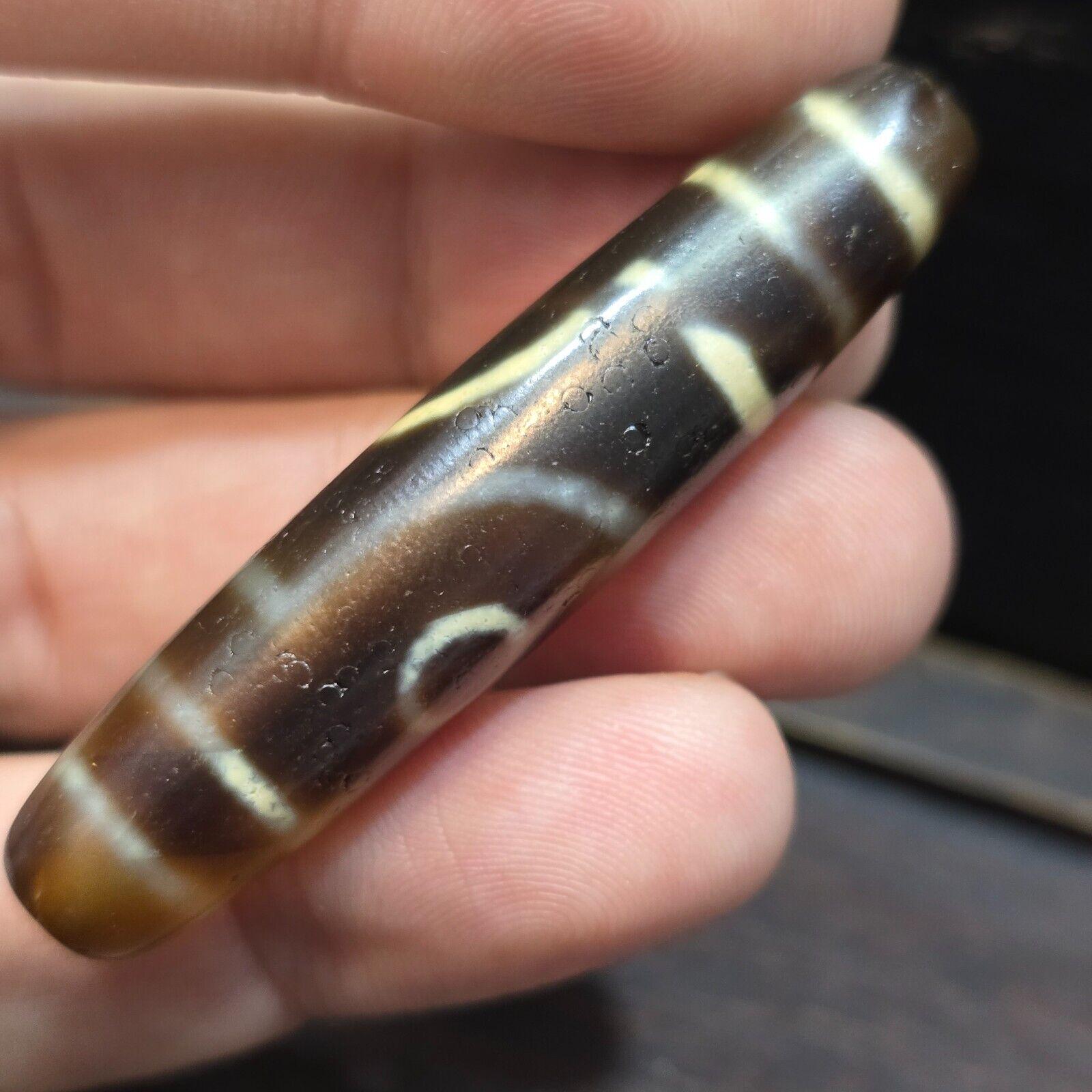 Vintage old himalayan indo tibetan rare 2 eyes patterns eye dzi amulet beads