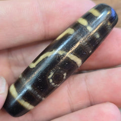 Vintage old tibetan 2 eyes 5 stripes agate stone dzi bead big amulet