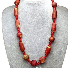 Antique venetian white heart trade beads necklace