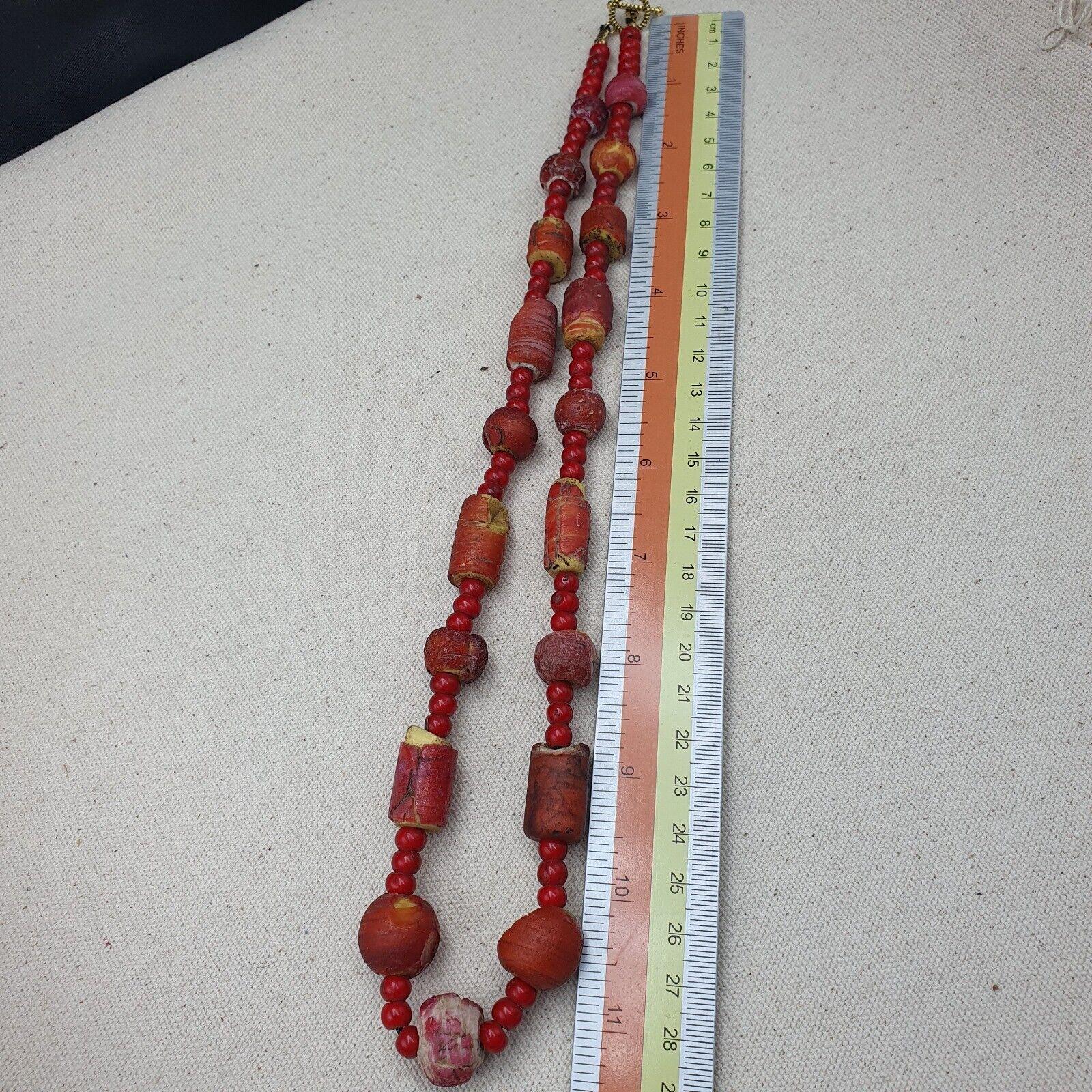 Antique venetian white heart trade beads necklace