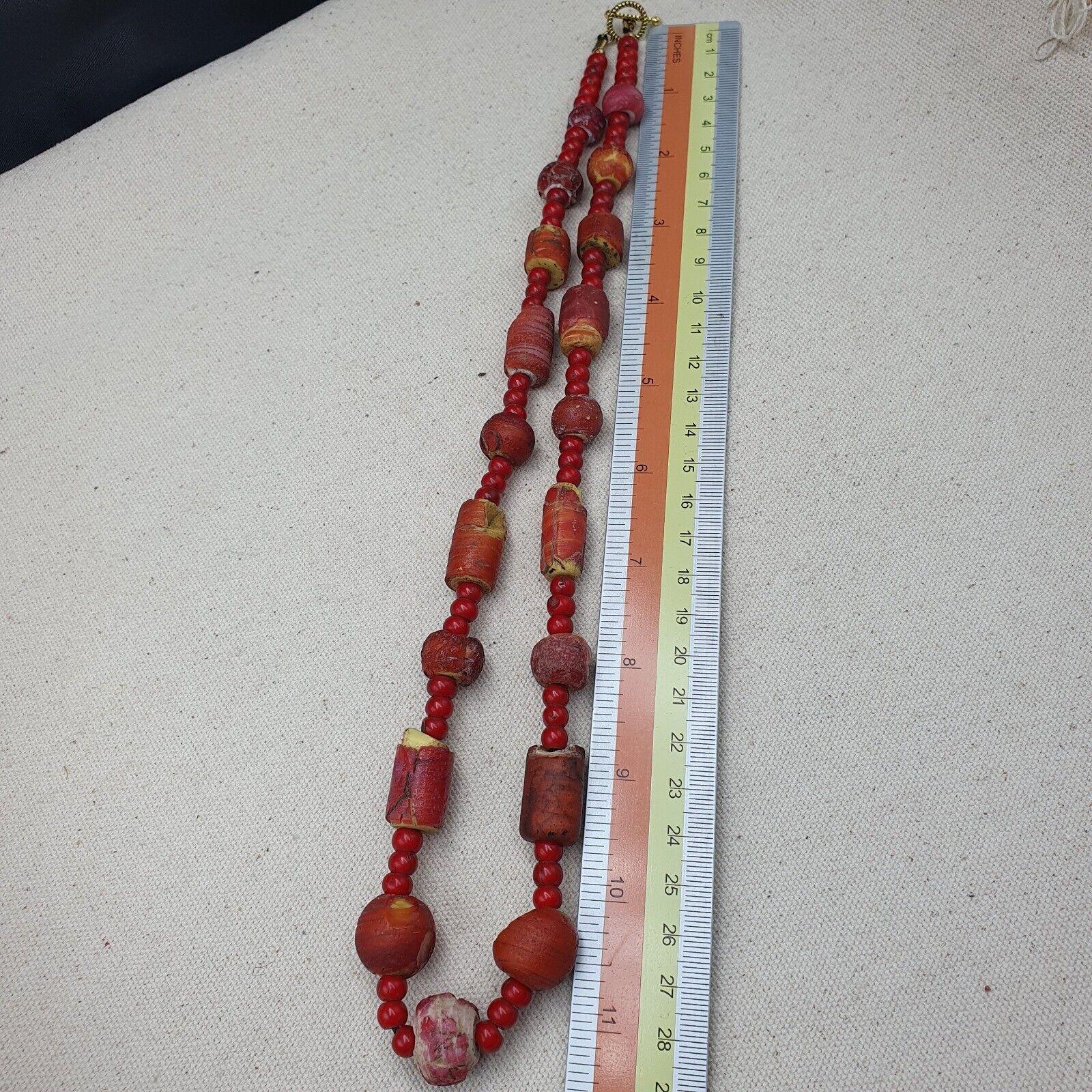 Antique venetian white heart trade beads necklace