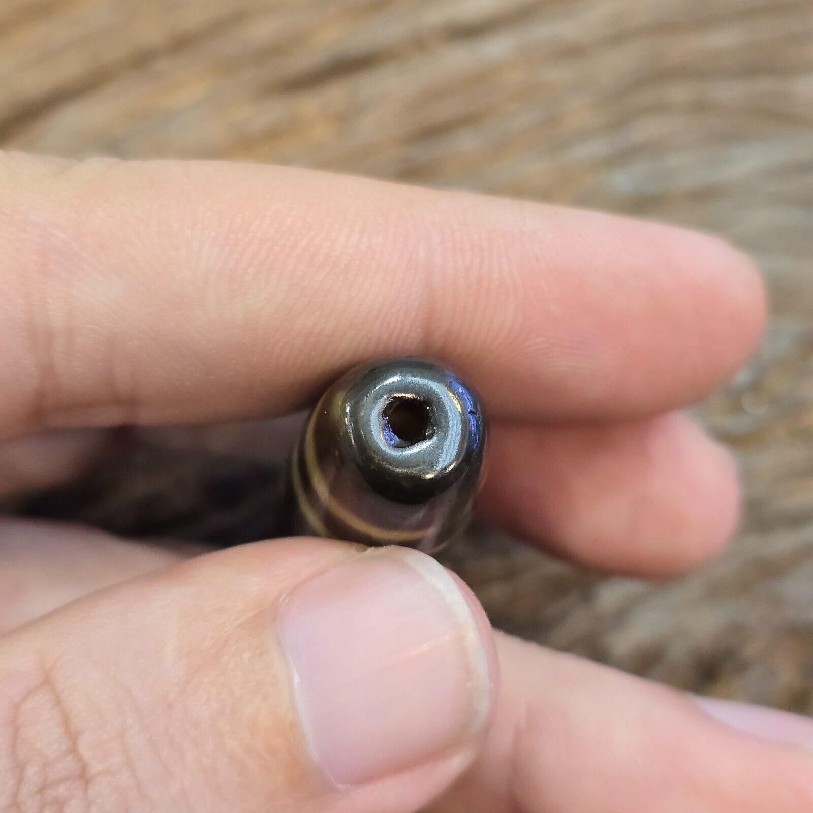 Vintage old tibetan 2 eyes 5 stripes agate stone dzi bead big amulet