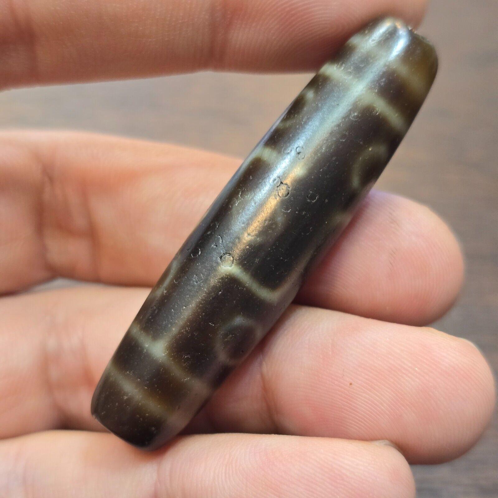 Vintage old tibetan 9 eyes agate stone dzi bead big amulet