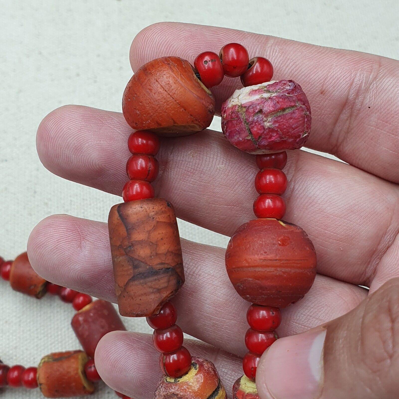 Antique venetian white heart trade beads necklace