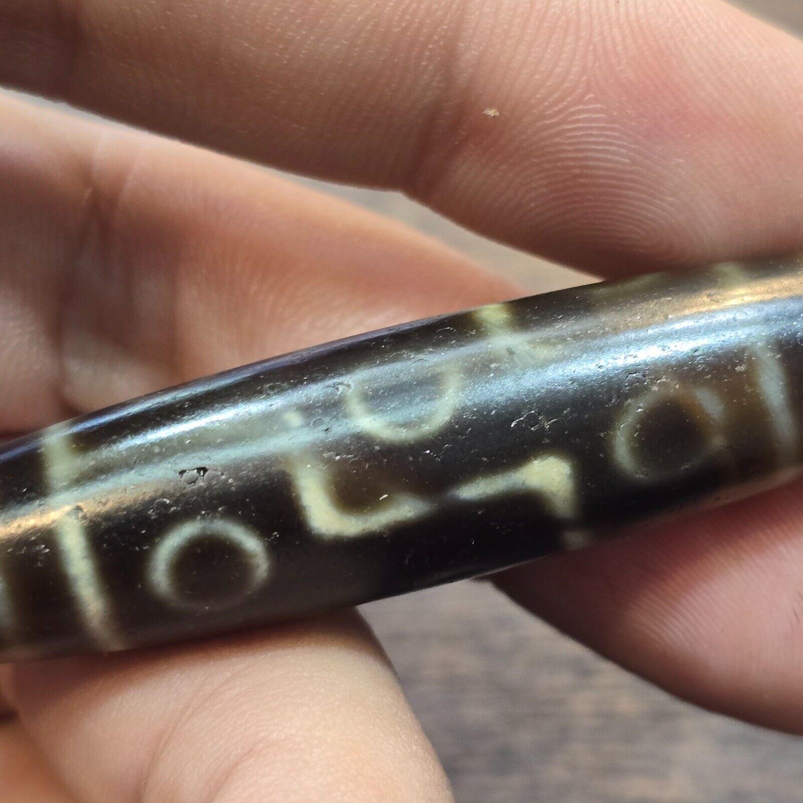 Vintage old tibetan 9 eyes agate stone dzi bead big amulet