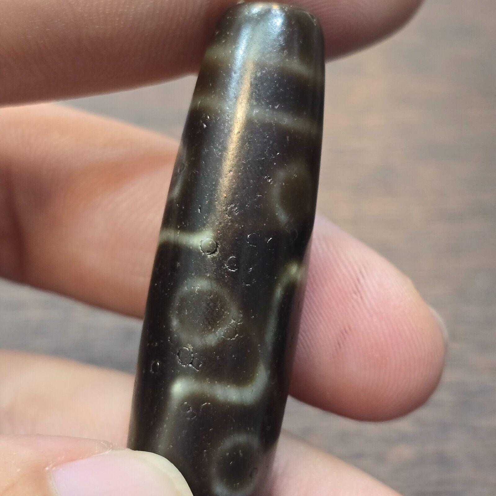 Vintage old tibetan 9 eyes agate stone dzi bead big amulet