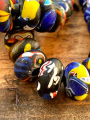 Art deco venerano moretti blue mosaic glass beads big hole beads donutsGift