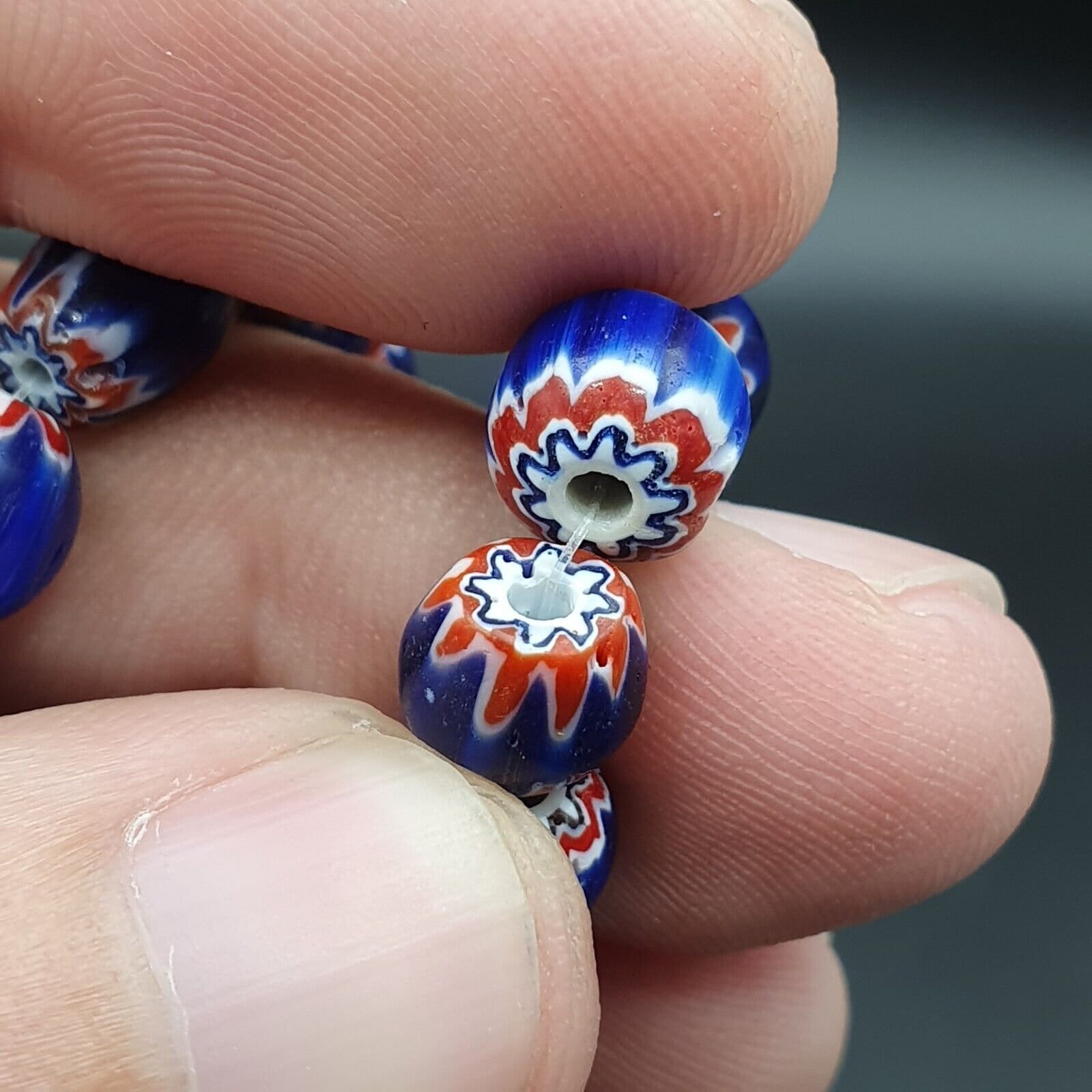 Tiny blue chevrons venetian beads african necklace 8-10mmGift