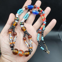 Vintage handcrafted old glass beads necklaceGift