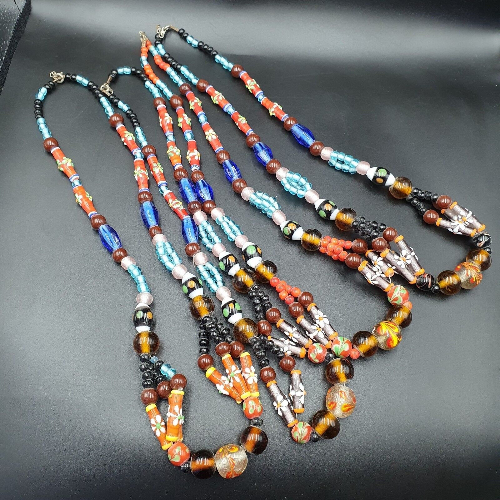 Vintage handcrafted old glass beads necklaceGift