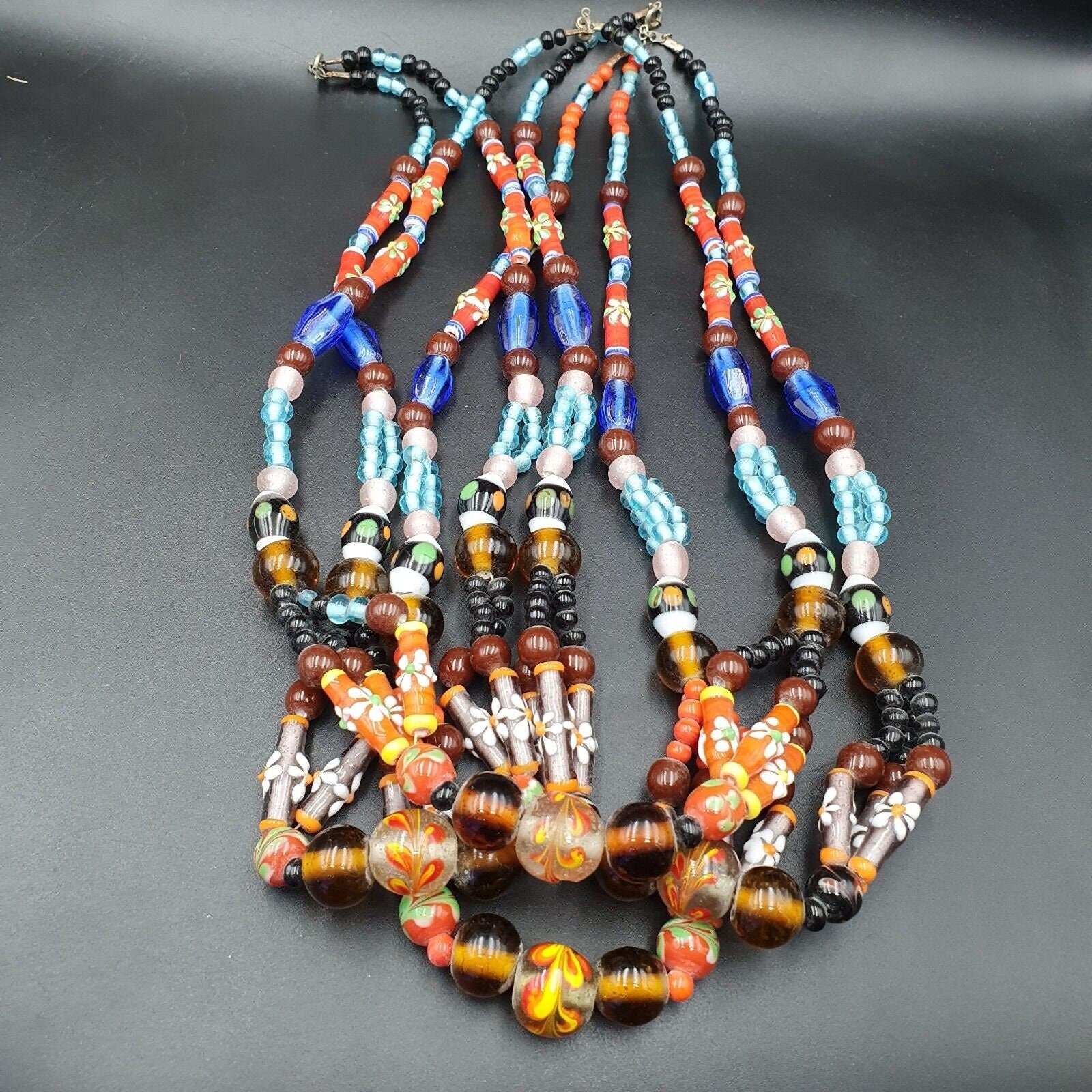 Vintage handcrafted old glass beads necklaceGift