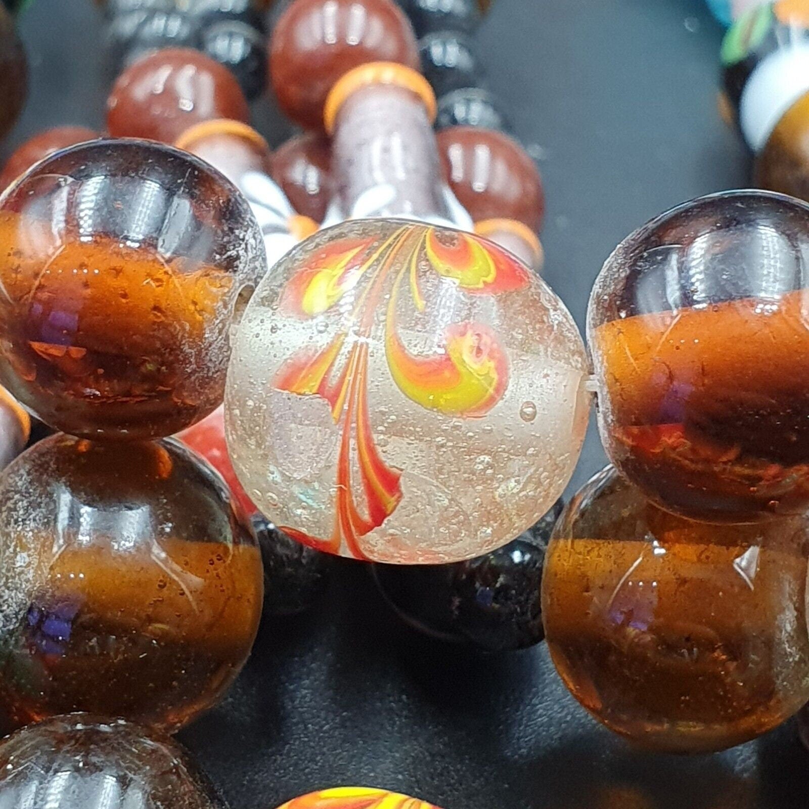 Vintage handcrafted old glass beads necklaceGift