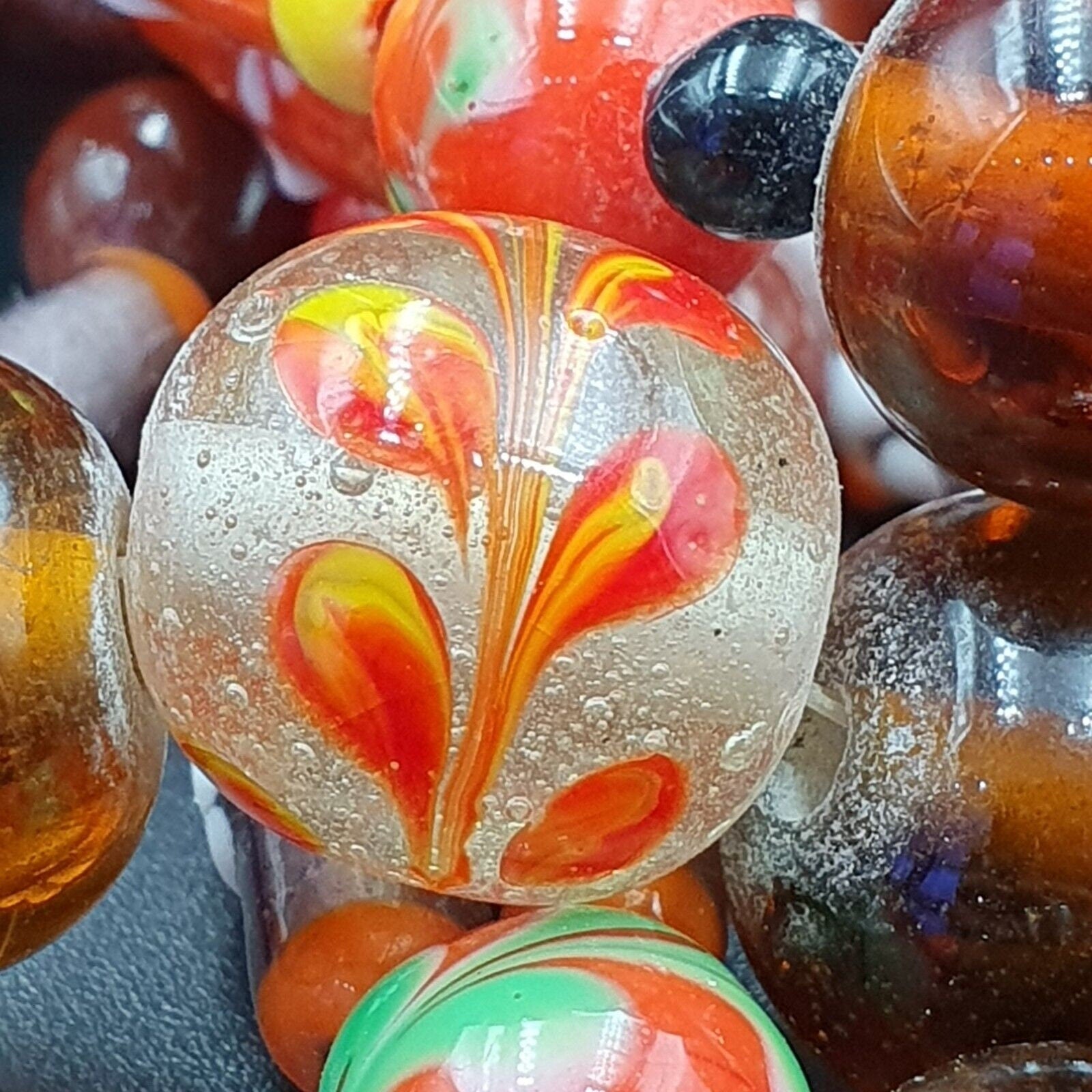 Vintage handcrafted old glass beads necklaceGift