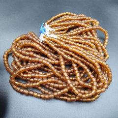 2 vintage old african brown glass  stripes beads 7-9mm beads strand x 2Gift