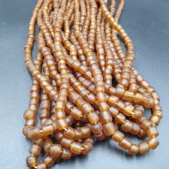 2 vintage old african brown glass  stripes beads 7-9mm beads strand x 2Gift