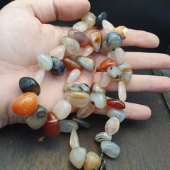Tibetan Carnelian Agate Bead Necklace with Silver Lock