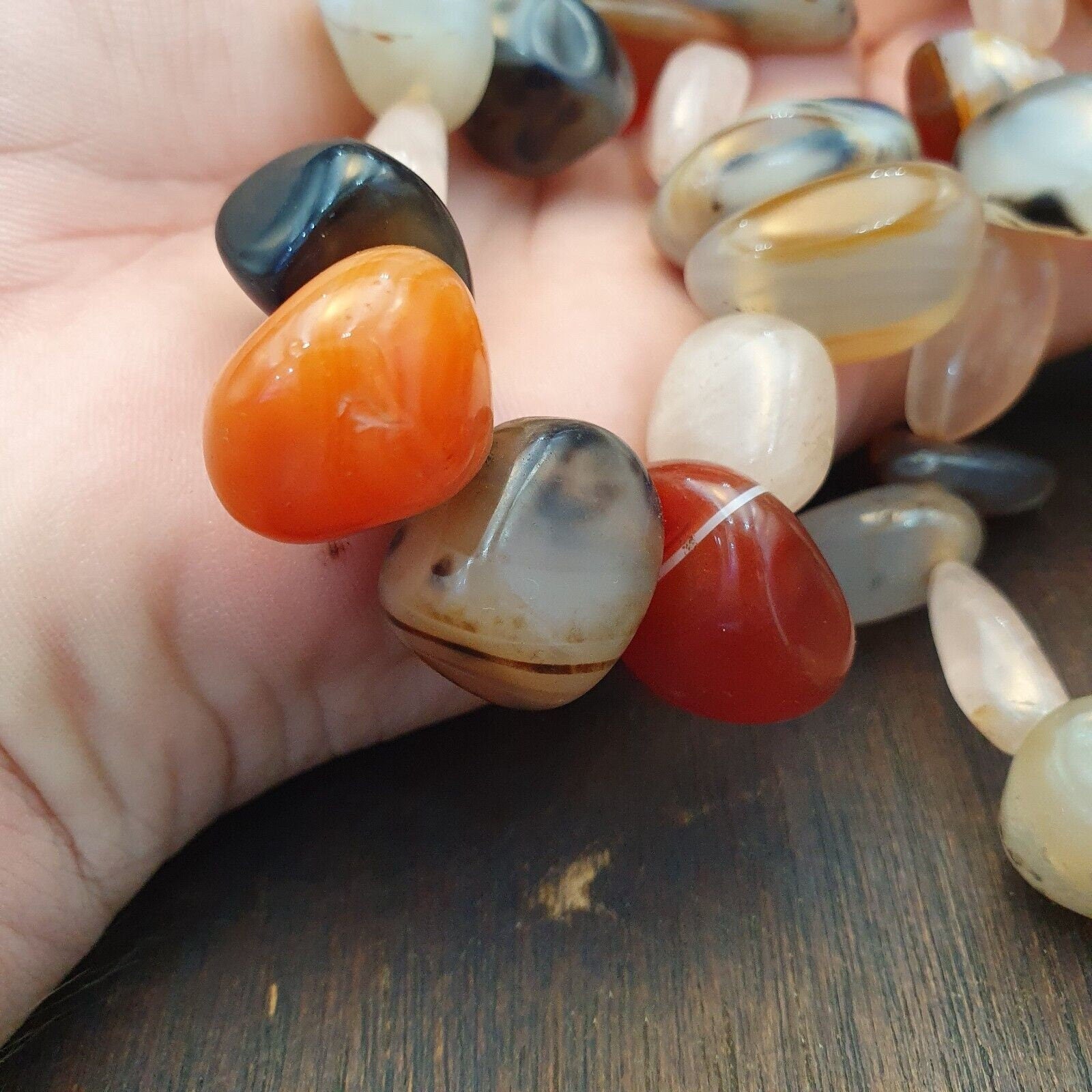 Tibetan Carnelian Agate Bead Necklace with Silver Lock