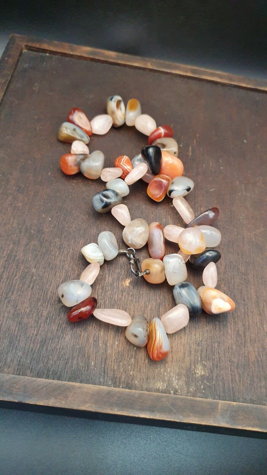 Tibetan Carnelian Agate Bead Necklace with Silver Lock